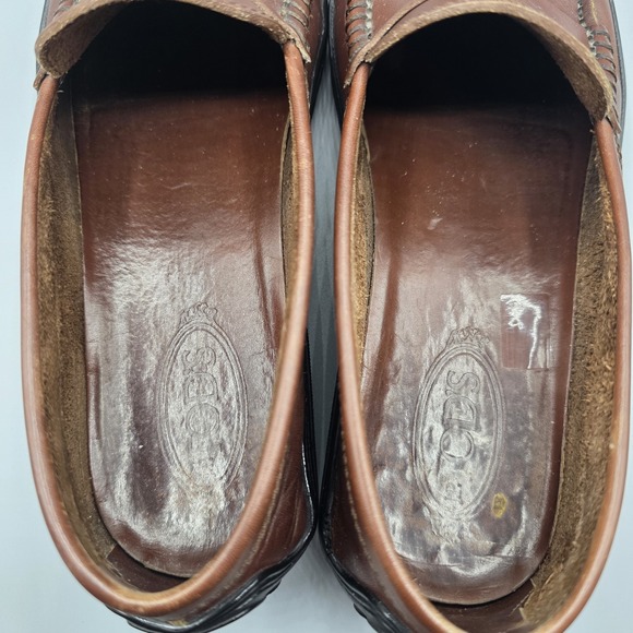Tods Penny Loafer Mens 9 UK 10.5 US Brown Leather Moc Toe Slip On Comfort Preppy - Picture 7 of 10